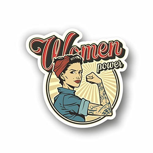 AMA SHOP Women Power Vintage Aufkleber aus PVC für Wandtattoo Auto Motorrad Helm Wohnmobil
