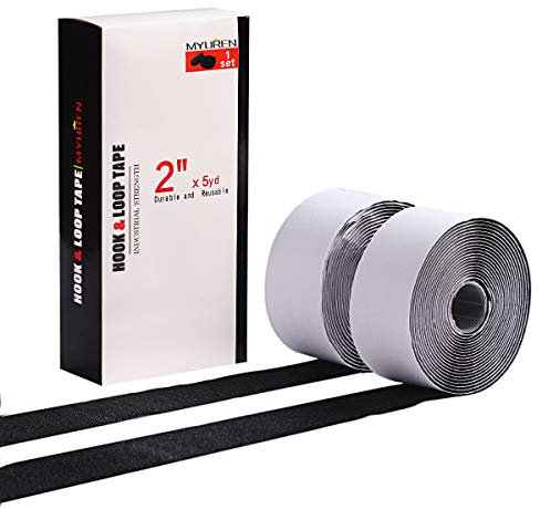 50mm di Larghezza Ganci Nastro Adesivo, Strisce Laccio Adesivo, hook loop autoadesivo per Lavori di Casa, fai da te, Lavori Manuali (4.5M,Nero)