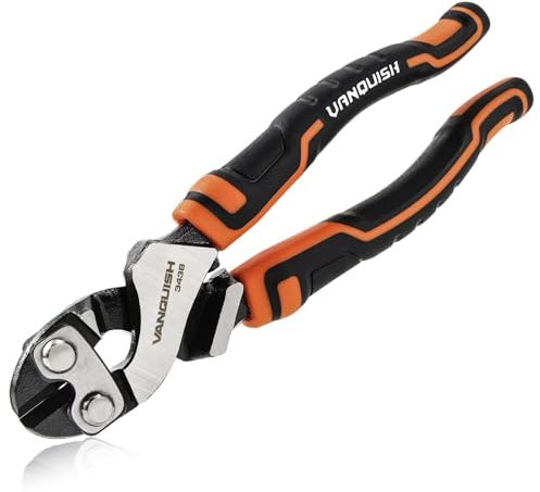 VANQUISH Mini-Bolzenschneider, 20,3 cm, klein, hohe Hebelwirkung, Cr-V, robuster Drahtschneider, Werkzeug für Draht, Bolzen, Nagelschneiden (3438)