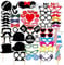 SacJkt photo booth props Bambù, Cartone, cornice selfie matrimonio, 58 pcs puntelli per foto divertenti con bastoncini e adesivi, fai da te kit festa accessori compleanno baby shower gadget