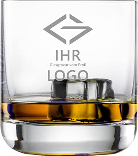 12x LOGO Whiskyglas Tumbler mit Ihrem Logo als Laser Gravur | 300ml Schott Glas | Spülmaschinenfest durch Lasergravur| Gläser Gin Trinkgläser mit Gravur