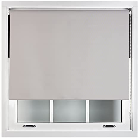 FURNISHED Grey Blackout Roller Blinds 100% Black Out Thermal Window Blind, Gray, 170W x 165H cm