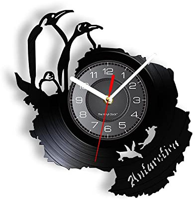 Vinyl-Wanduhr, digitale Wanduhr mit Antarktis-Pinguin-Thema, ein Wanduhr-Geschenk, das eine umweltfreundliche Heimdekoration fördert.