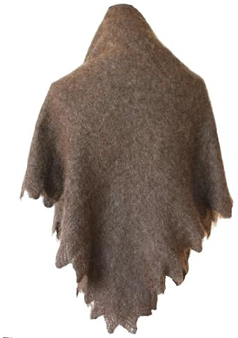 N_FROMM orenburger Schal Damen Wolltuch quadratisch Stola warm kuschelig gestrickt aus Ziegenflaum Handarbeit (Grau glatt)