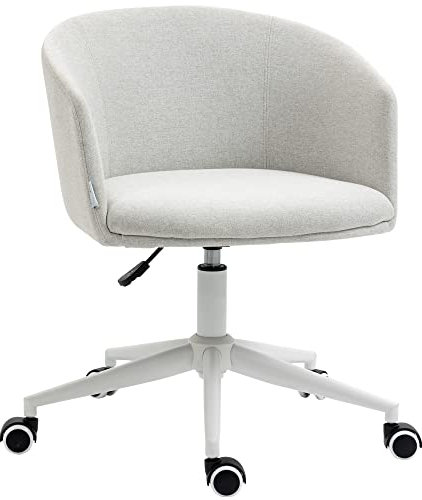 Vinsetto Sedia da Ufficio con Altezza Regolabile, Ruote e Seduta Girevole a 360° in Tessuto, 56x56x72-82cm, Grigio Chiaro
