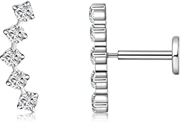 G23 Hypoallergénique 18g Piercing Studs à dos plat | Boucles d'oreilles titane de qualité Implant F136 à pression sans fil PushPop dans le cartilage Helix Labret Lip Tragus