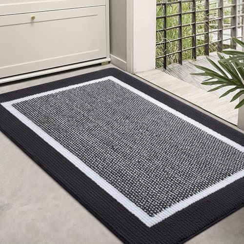 Homaxy Door Mats Indoor, 80 X 120 cm, Non Slip Dirt Trapper Machine Washable Soft Doormats, Super Absorbent Floor Mat for Front Back Door, Pets and Dogs, Dark Grey
