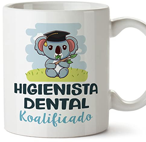 MUGFFINS Tazas para HIGIENISTA DENTAL hombre - En Español - Koalificado/koalificada - 11 oz / 330 ml - Regalo original y divertido