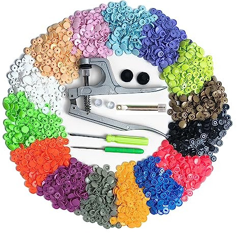 GTAAOY Kunststoff-Druckknöpfe mit Zangen-Set, 360 Sets, T5 KAM Druckknöpfe, Starter-Verschlüsse, Nähfreie Knöpfe für Bastelarbeiten, Stoffwindel-Lätzchen
