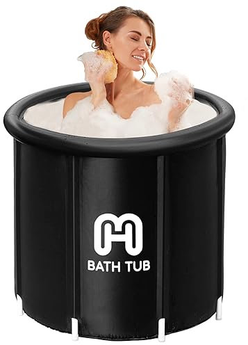 HotMax Tragbare, faltbare Badewanne für Erwachsene, heiße Badewanne, freistehend, zusammenklappbar, für Zuhause, Spa-Badewanne, Einweichwanne mit Kissen (80 x 80 x 74 cm)