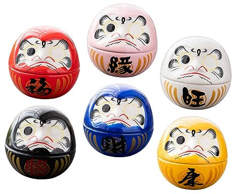 Garneck 6pièces Figurines Céramique Tumbler Décoration Mignonne pour Bureau Et Maison Statues Japonaises De Chat Porte-