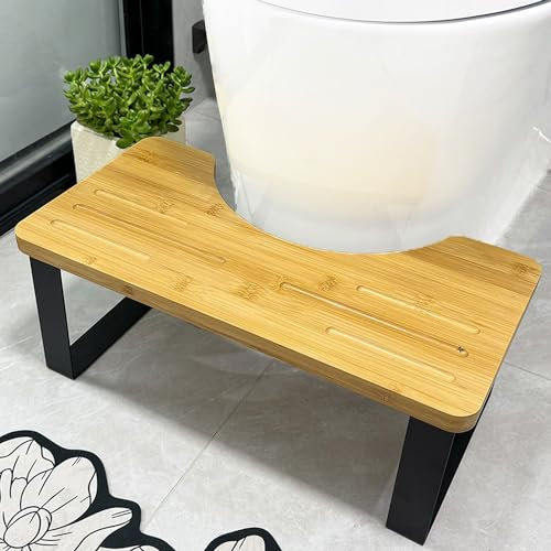 Toilettenhocker für Erwachsene, 17,8 cm, Kothocker für Erwachsene für Badezimmer, verbesserter Toilettenhocker aus Holz, Metall, Kniebeugen für Erwachsene und Kinder