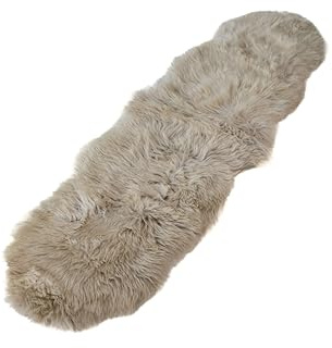 Naturally Sheepskins 100% Genuine Long Wool Sheepskin Rug, Luxury New Zealand Sheepskin, Natural Silky Soft Lamb Skin, Thick & Fluffy, Long Runner for Bedroom & Living Area, 2X 6 ft. (Stone)