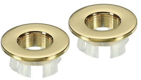 PATIKIL Débordement Anneau, 2pcs Évier Rond Couvercle Bassin Garniture Laiton Insertion dans Trou Rond Bouchons pour Cuisine Salle Bain, Or