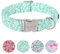 Unique style paws Sommer Hundehalsband mit Fliege Grün Geschirre Halsbänder & Leinen für Fliegenhalsband Weiße Blume Hund Breit Dog Collar Zughalsband Geschenke für Kleine Mittlerer Große Hunde L