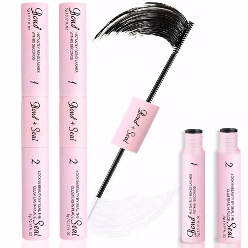 VEROA 2Pcs Bond and Seal Lash Glue 2 in 1 Cluster Lash Glue - Waterproof Lasts 72 Hours Eyelash Glue Bond and Seal Set Latex Free Sensitive Eyes Eyelash Glue