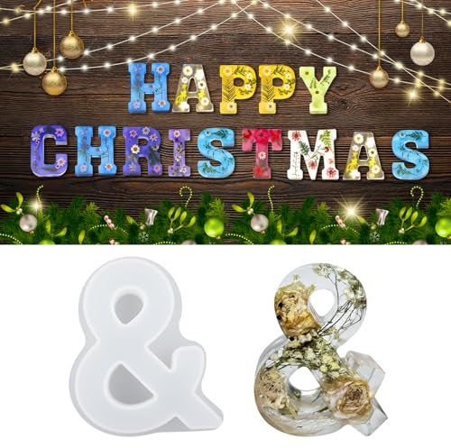 WIKIMO Silikonform & Buchstaben Groß, 18 cm/7 inch Epoxidharz Formen für 3D-Alphabet Notation, Silikonform GießForm für Geburtstag Hochzeit Party Weihnachten Kunst Basteln Ornamente(&)