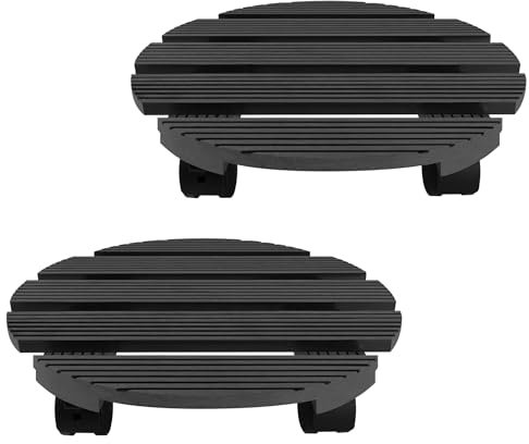 PEILU 2X Pflanzenroller Outdoor Ø30cm Pflanzen Untersetzer mit 360° Drehbare Rollen Blumen Rollbrett bis 100KG Gefäßroller für Sonnenschirmständer, Mülleimer, Regentonne, Pflanzentopf (Anthrazit)