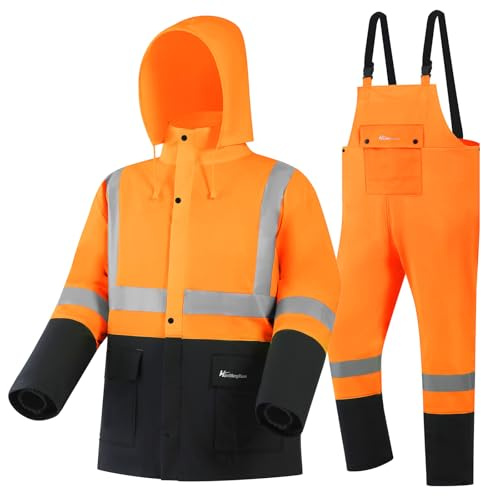 HANMENGXUAN Rain Suit Waterproof Jacket and Trouser Suit Raincoat for Men and Women Outdoor All-Sport (Orange, Medium)