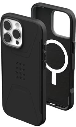 URBAN ARMOR GEAR UAG Designed for iPhone 16 Pro Max Case 6.9 Civilian - Compatible with MagSafe Charging Rugged Slim Sleek Shockproof Anti-Slip Military Grade Protective Cover, Black