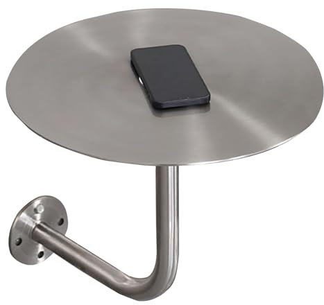 Bartisch aus Edelstahl mit Wandhalterung, für den Außenbereich, Terrasse, Cocktail, Bistro, Thekentisch für Beistelltisch, Silber-Finish (40 x 40 x 45 cm)