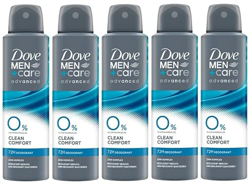 Dove Men+Care advanced 0% Deo-Spray Clean Comfort mit Zink-Komplex und 2-fach Schutz ohne Aluminiumsalze 150 ml (Packung mit 5)