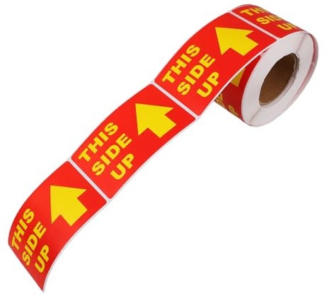 Lurrose 1 Rolle Versandverpackungsetiketten Warnschilder Warnaufkleber Verpackungsaufkleber dieser Aufkleber mit der Seite nach oben diese Seite nach oben Etiketten Papier rot