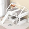CDQL Hochbett 140x200cm, Doppelbett Kinderbett, Hausbett Etagenbett mit Rutsche und Leiter, Kinderzimmer Hoch-Doppel-Stockbett (Weiß)