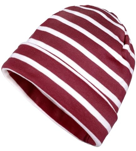 modAS Mütze Maritime Rollmütze Unisex für Kinder und Erwachsene – Ringelmütze Baumwollmütze mit Streifen in Magnolia/Blau bis 52 cm Kopfumfang (Kleinkind)