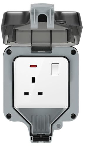 Pastoralist Single Outlet Covers Box|Socket Covers Sealed Wall Socket Cover Waterproof Socket Covers for Outlets Weatherproof Switched Power Socket Cover for Outside Garages Gardens