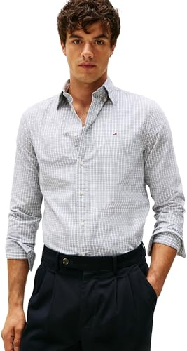Tommy Hilfiger Chemise Homme Flex Poplin Mini Tartan Regular Fit, Multicolore (Breezy Blue/Check), XL