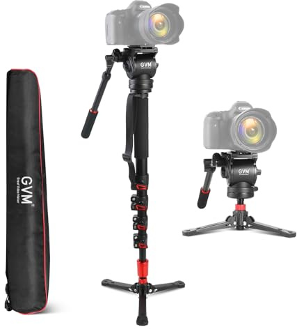 GVM Tripod for Camera 74.8 Tall Camera Tripod Monopod, Professional Heavy Duty Compact Camera Stand for Phone Adjustable Multi-Angle Shot for Video Recording DSLR, Spotting Scope Telescope Binocular