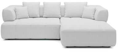 DomoHome Avangarde Ecksofa Moderne Eckcouch mit Verstellbarer Sitztiefe Wasserabweisendem Aragon-Stoffbezug und Hochwertiger Polsterung Rechts-Layout 182x285x86cm Weiß