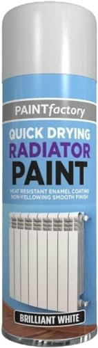 MIXEL Brilliant White Radiator Spray Paint, Heat Resistant, Enamel Coating, Non Yellowing Smooth Finish, Non Cracking, Fast Drying, Easy To Use, Multi Surface Use, 400ML (1Pcs)