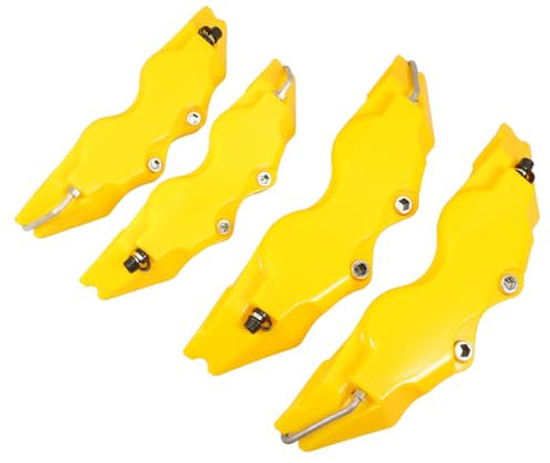PartyKindom 2sets Front Rear Wheel Hub Caliper Covers Car Brake Caliper Paint Yellow Covers