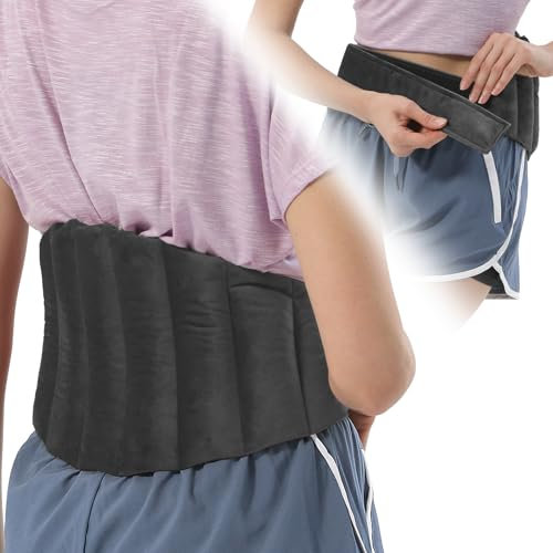 Telepepe Wärmegürtel Rücken Lendenwirbelsäule für Mikrowelle, 100% natürliche Füllungen Wärmekissen, Geschenke für die Familie, Wärme-/Kältetherapie(Grau)