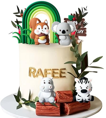LaVenty Sage Green Tortendeko Dschungel Kuchen Deko Tiere Kuchendeko Koala Tortenaufleger Dschungel Themed Tortendeko für Geburtstag Party Kinder Mädchen BabyDusche