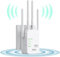 Repetidor WiFi,Amplificador señal WiFi, última tecnología de 4Antenas para una Cobertura Total, 10000Sq.in área de Cobertura, soporta hasta 35 Dispositivos, Equipado con 2 Puertos Ethernet