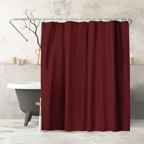 Americanflat Duschvorhang 180x200 cm, Burgunderrot, 100% Polyester & Wasserabweisend, Badewanne Vorhang mit Metallösen & 12 Dusch Vorhang Ringen, Duschvorhänge für das Badezimmer
