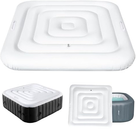 Couvercle de Bain à Remous, 160CM Couverture De Spa Gonflable avec Poignée, Couverture De Spa pour Bain À Remous, Économie D'Énergie, pour La Protection du Bain à Remous (Carrée-160CM)