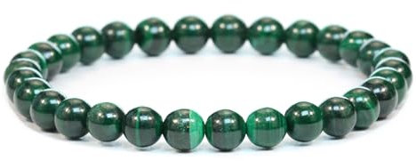 LAKADA Bracelet en malachite véritable pierre précieuse avec perles rondes de 6mm - différentes longueurs - bracelet en pierres précieuses porte - bonheur talisman cadeau
