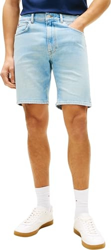 Tommy Hilfiger Herren Jeans Shorts Denton Heron Blue Straight Leg, Blau (Heron Blue), 30W