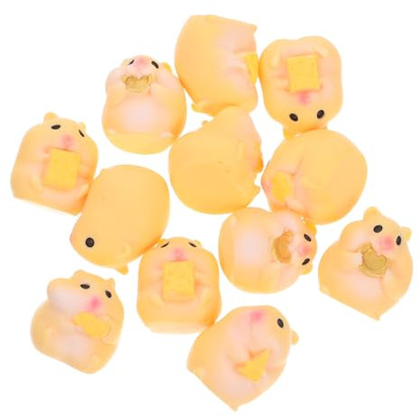 VICASKY 12stücke Miniatur-hamsterfiguren Aus Kunstharz Kleine Tierdekor Für Puppenhäuser Miniatur-tierspielzeug Für Schreibtisch Süße Geburtstagskuchen-Dekorationen