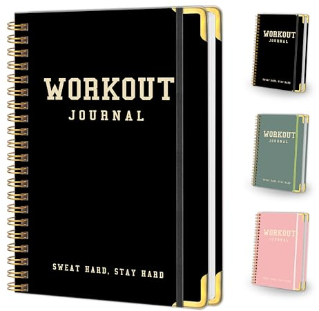 Fitness Workout Journal for Women & Men, A5(5.7 x 8.2) Workout Log Book Planner for Track Gym ＆ Home Workouts, Track Progress, Achieve Your Wellness Goals - Black