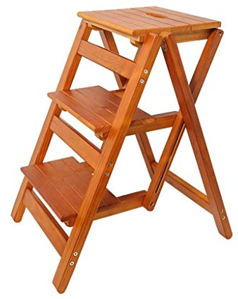 ZHANGshouf Escabeau de Cuisine à 3 Niveaux, Support à Fleurs, échelle en Bois, présentoir pour Balcon, Jardin, Maison, extérieur, escabeau