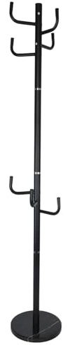 Relaxdays freestanding coat rack, with 8 hooks, iron design, HWD: 176 x 30 x 30 cm, black