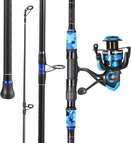 Yun Nong Angelrute und Rolle Combo – 4-teilige, tragbare, leichte Wurfrute mit Spinastrolle, 3,5 m/45,7 cm Länge, für Süß- und Salzwasser, Reiseangel-Set