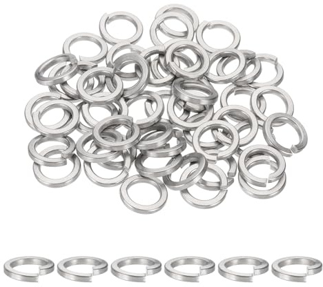 QUARKZMAN 50 Stück Federscheiben M10 Federringe Edelstahl 304 Unterlegscheiben V2A Spaltring Sicherungsscheibe Einspulen-Vierkantscheibe Dichtungsring für Bolzen/Schraube，Silber