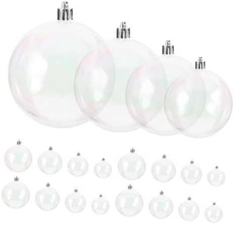 HAMPPLIES 40 Stück Transparente Schillernde Kunststoff Christbaumkugeln zum Befüllen – 3 6cm Baumanhänger für Weihnachts und Partydekoration