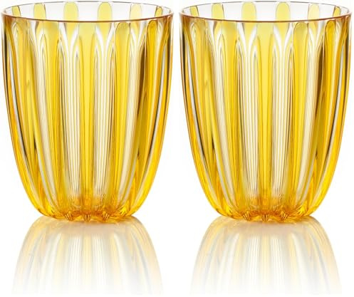 Guzzini - Bicchiere basso in bio-based plastic, giallo, DOLCEVITA (Confezione da 2)